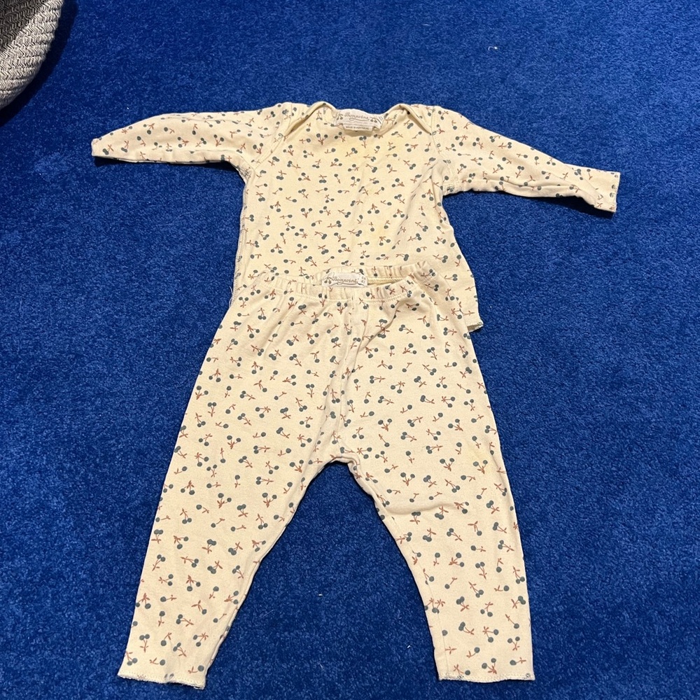 Bonpoint Floral Cream Baby Two Piece Set - size: 6M